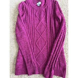 Old Navy Girls Purple Cable Knit Sweater Crewneck Long Sleeve Kids Medium